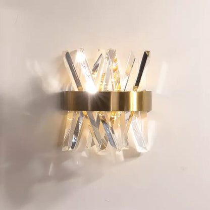 Marilyn Moderne LED-Wandleuchte für den Innenbereich, Gold, Schlafzimmer/Wohnzimmer, Metall, Kristall