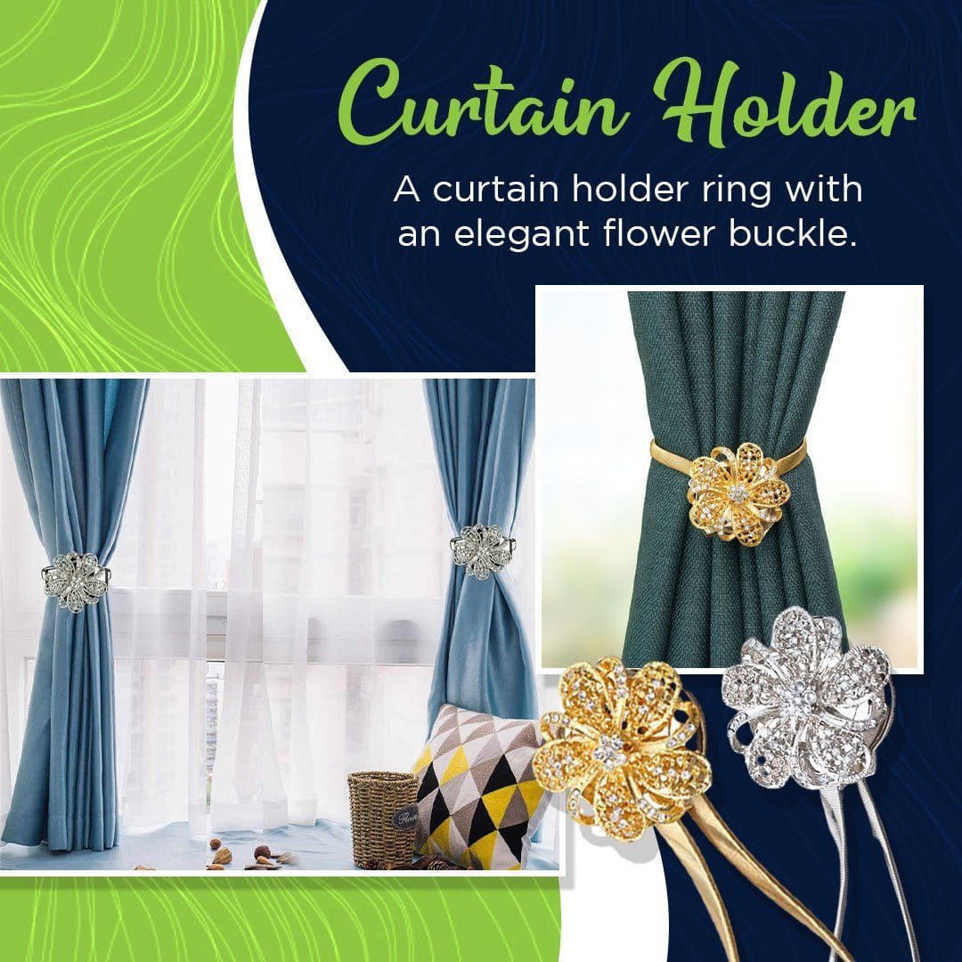 Royallure Elegante Magnetische Vorhangschließe mit Blumenmuster und Funkelnden Edelsteinen