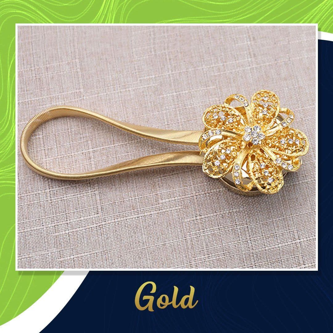 Royallure Elegante Magnetische Vorhangschließe mit Blumenmuster und Funkelnden Edelsteinen