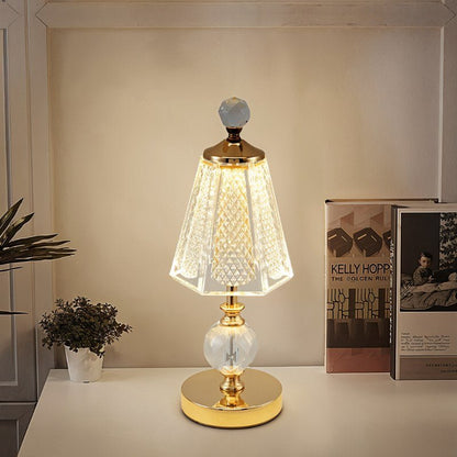 Luxus Tischlampe Gold mit Kristallschirm und einstellbarer Helligkeit