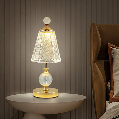Luxus Tischlampe Gold mit Kristallschirm und einstellbarer Helligkeit