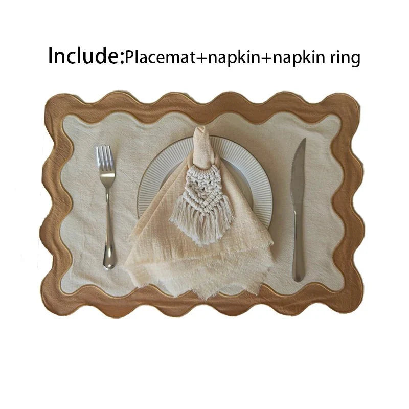 Bestickte Baumwolle Wellenrand Tischunterlage