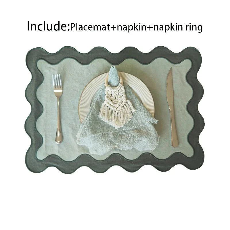 Bestickte Baumwolle Wellenrand Tischunterlage