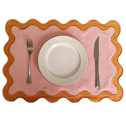 Bestickte Baumwolle Wellenrand Tischunterlage