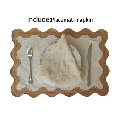 Bestickte Baumwolle Wellenrand Tischunterlage