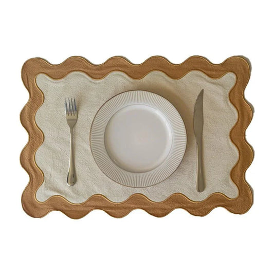 Bestickte Baumwolle Wellenrand Tischunterlage