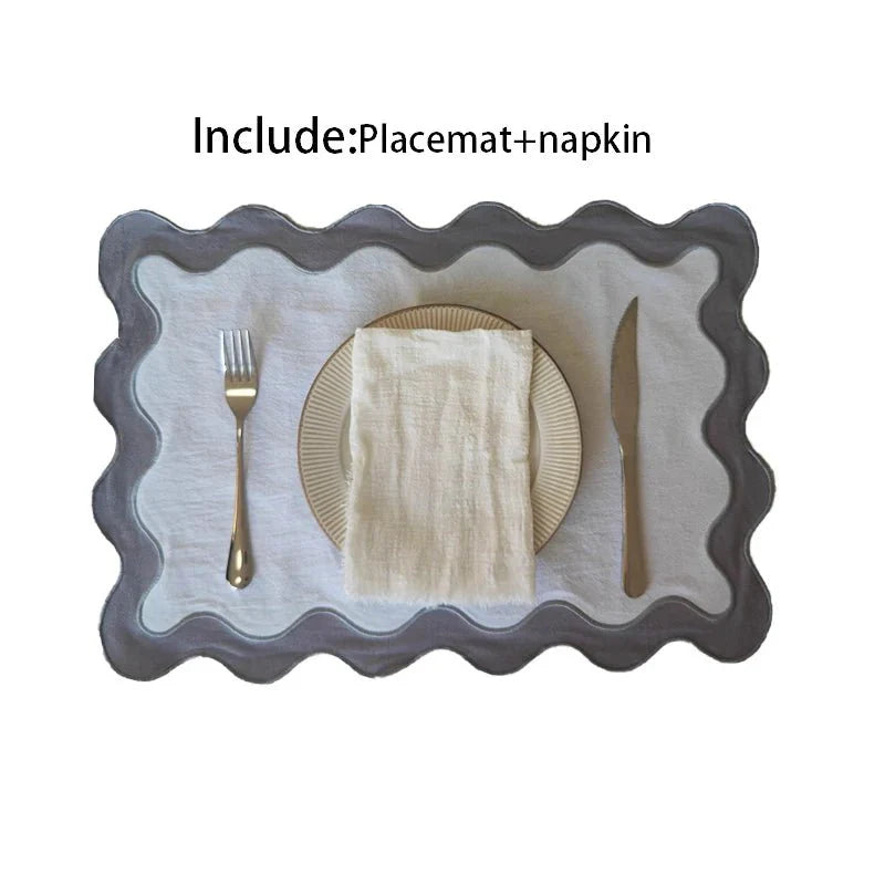 Bestickte Baumwolle Wellenrand Tischunterlage