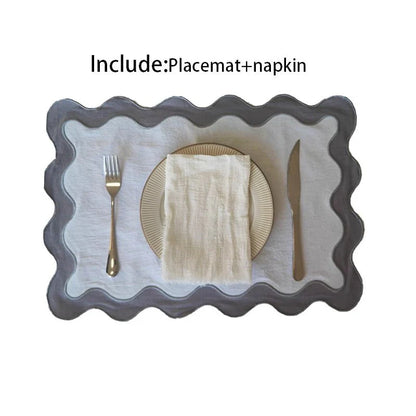 Bestickte Baumwolle Wellenrand Tischunterlage