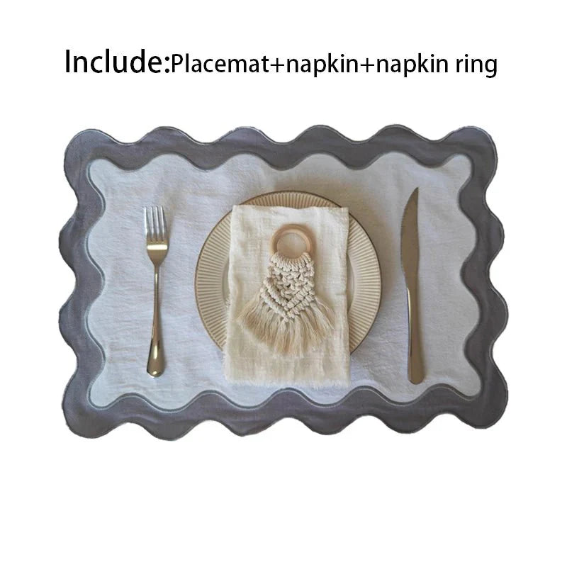 Bestickte Baumwolle Wellenrand Tischunterlage