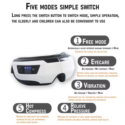 Tragbarer Augenmassager mit beruhigender Wärme, Vibration und Bluetooth-Musik