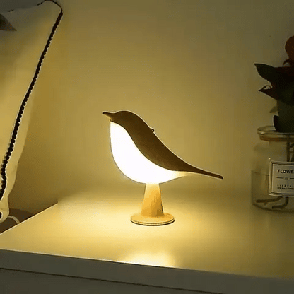 Touch-Control Holz Vogel Nachtlicht - Wiederaufladbare LED Nachttischlampe