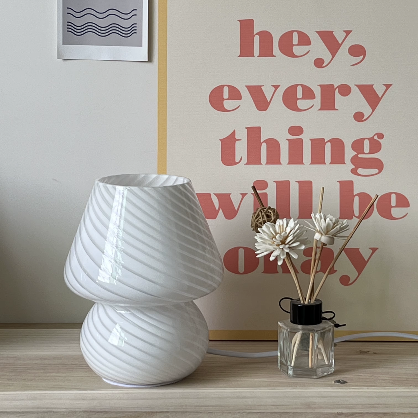 Murano Glas Pilzlampe – Vintage Pink LED Licht für Gemütliche Atmosphäre