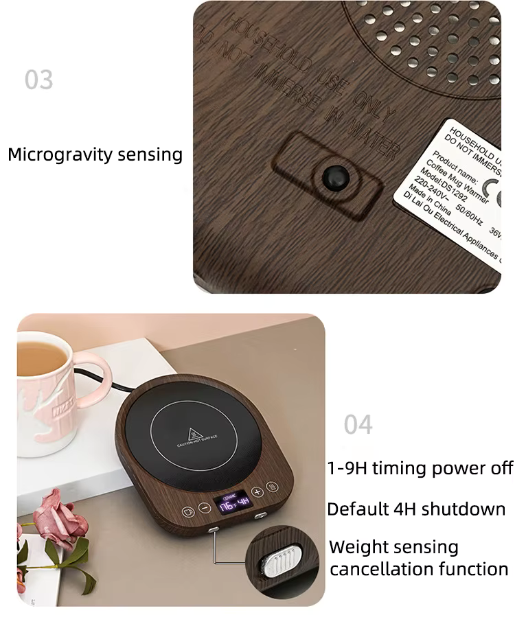 Royaleva Kaffeetassenwärmer Platte – Elektrische heiße Platte mit Timer & einstellbarer Wärme, 36W