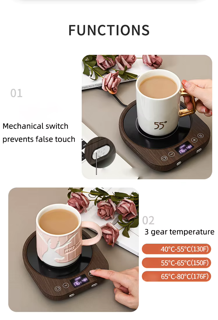 Royaleva Kaffeetassenwärmer Platte – Elektrische heiße Platte mit Timer & einstellbarer Wärme, 36W