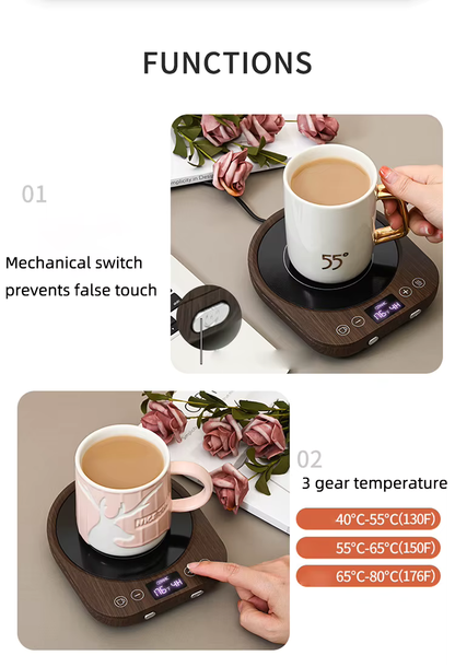 Royaleva Kaffeetassenwärmer Platte – Elektrische heiße Platte mit Timer & einstellbarer Wärme, 36W