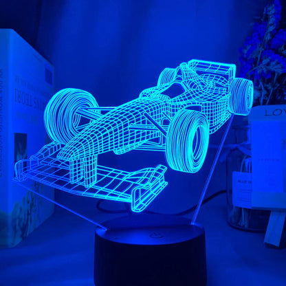 Garduru Formel-1 3D-Illusionslampe | Farbwechsel-Modus | LED Nachttischlampe | Deko für Motorsportfans