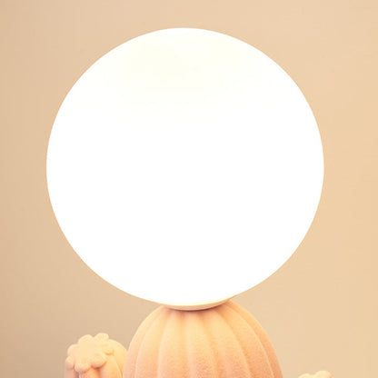 Garduru - Kreative Plüsch-Tafellampe mit Glas für Wohnzimmer & Schlafzimmer