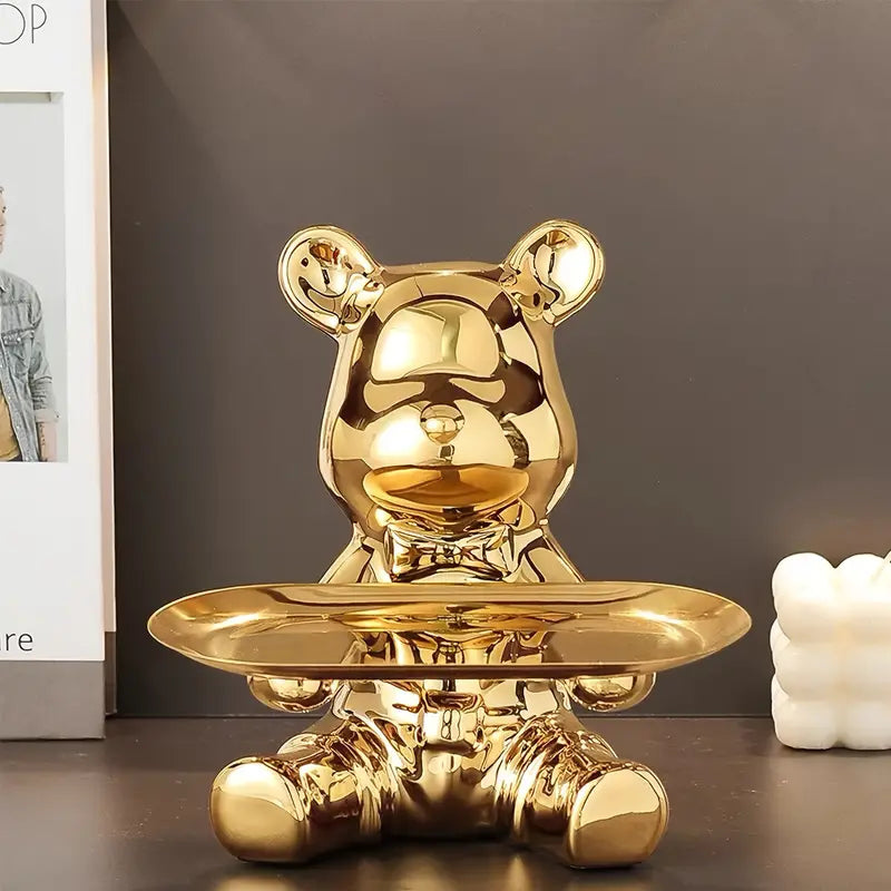 ShineBear – Luxuriöser dekorativer Skulpturenhalter mit glänzender Keramikoberfläche