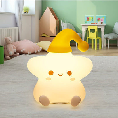 Sternförmige Silikon-Nachtlampe – Weich, 16-Farben-LED, USB wiederaufladbar & Fernbedienung