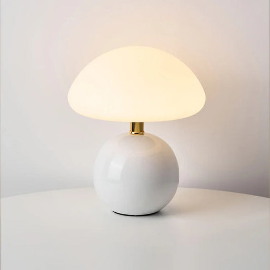 Lampe French Cream Mushroom - Design Retro aus Keramik und PVC, LED einstellbar