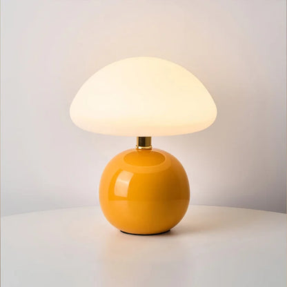 Lampe French Cream Mushroom - Design Retro aus Keramik und PVC, LED einstellbar