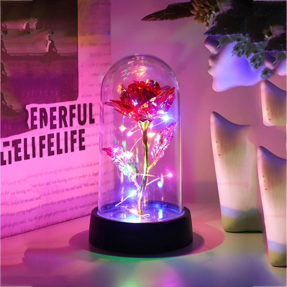 Garduru - Romantische Rosenblüten Lampe mit Lila Blume für Deko & Geschenk
