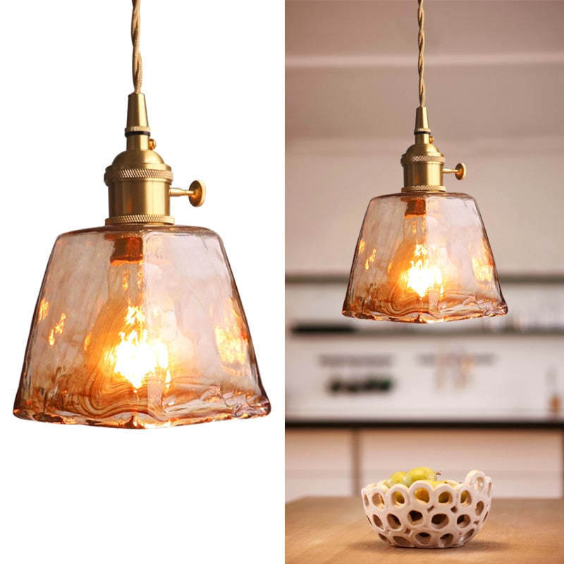 Eloise Vintage LED-Deckenlampen aus goldenem Metall und Glas für Schlafzimmer, Wohnzimmer, Esszimmer