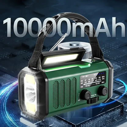 Tragbares Solar-Notfallradio mit Powerbank - Handkurbelradio und LED-Taschenlampe für Outdoor & Camping