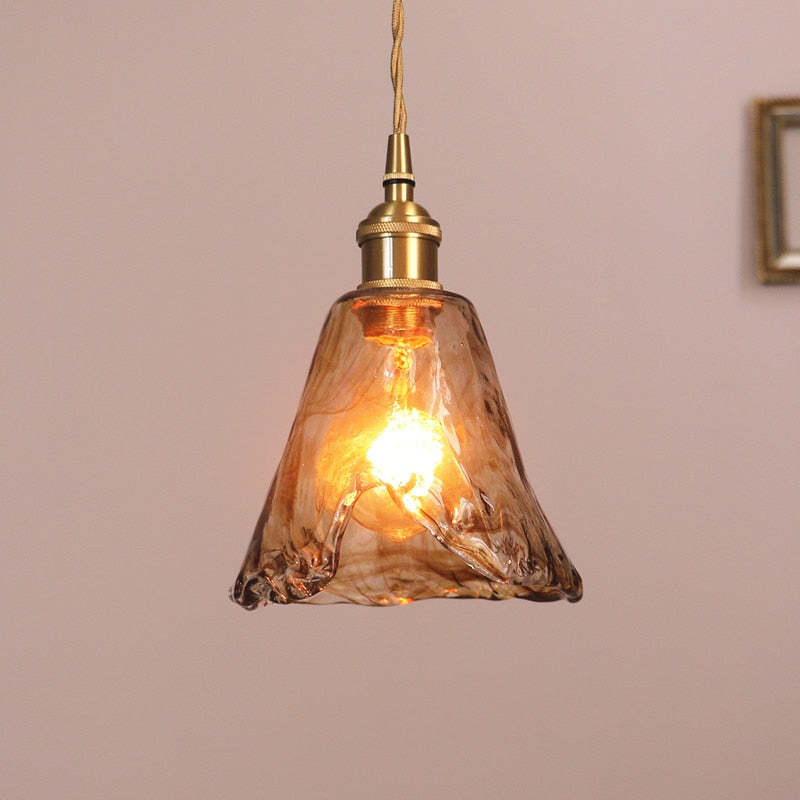 Eloise Vintage LED-Deckenlampen aus goldenem Metall und Glas für Schlafzimmer, Wohnzimmer, Esszimmer