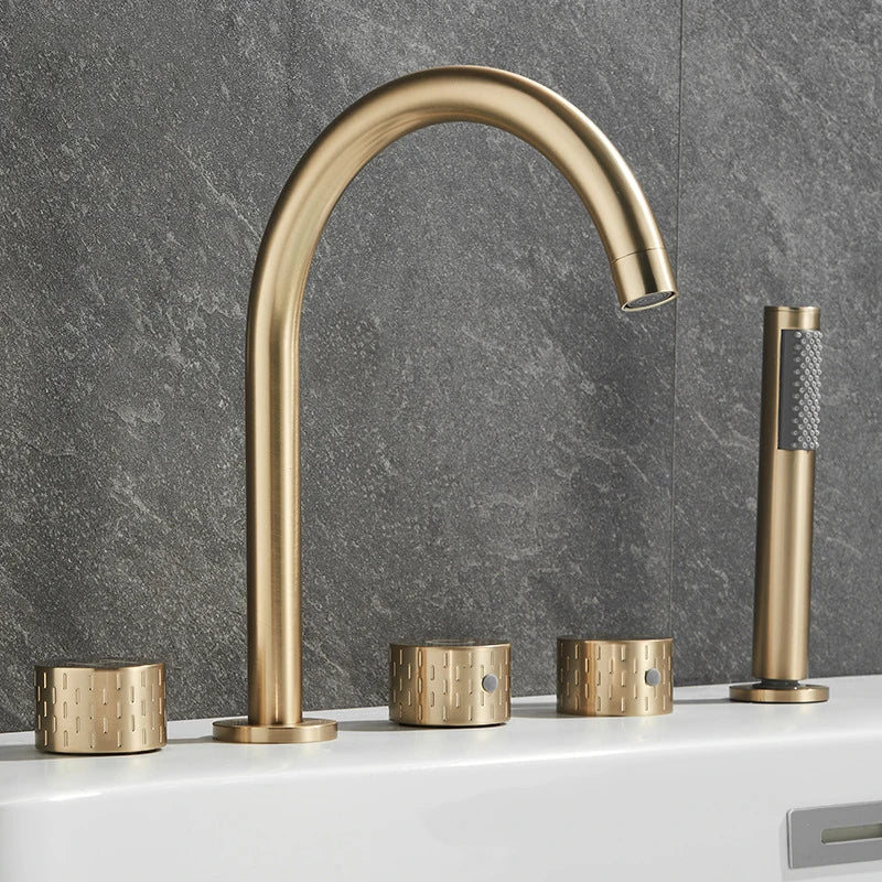 Luxus Messing Deckmontierter 5-Loch Badewannenwaschtischmischer Wasserhahn