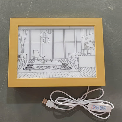 Beleuchtung Gemälde, 3-Farben Verstellbarer LED Leuchtender Rahmen mit Acryl Schatten für Wohnzimmer Dekor