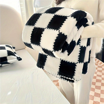 Garduru Flanell Plaid Decke – Rot/Weiß oder Schwarz/Weiß, Waschbar