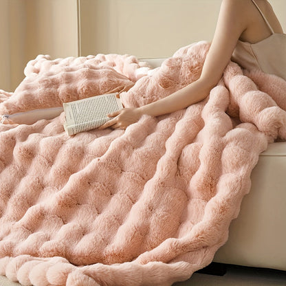 Garduru Fleece-Decke aus Faux Kaninchenfell – Weich, Warm & Vielseitig für Alle Jahreszeiten