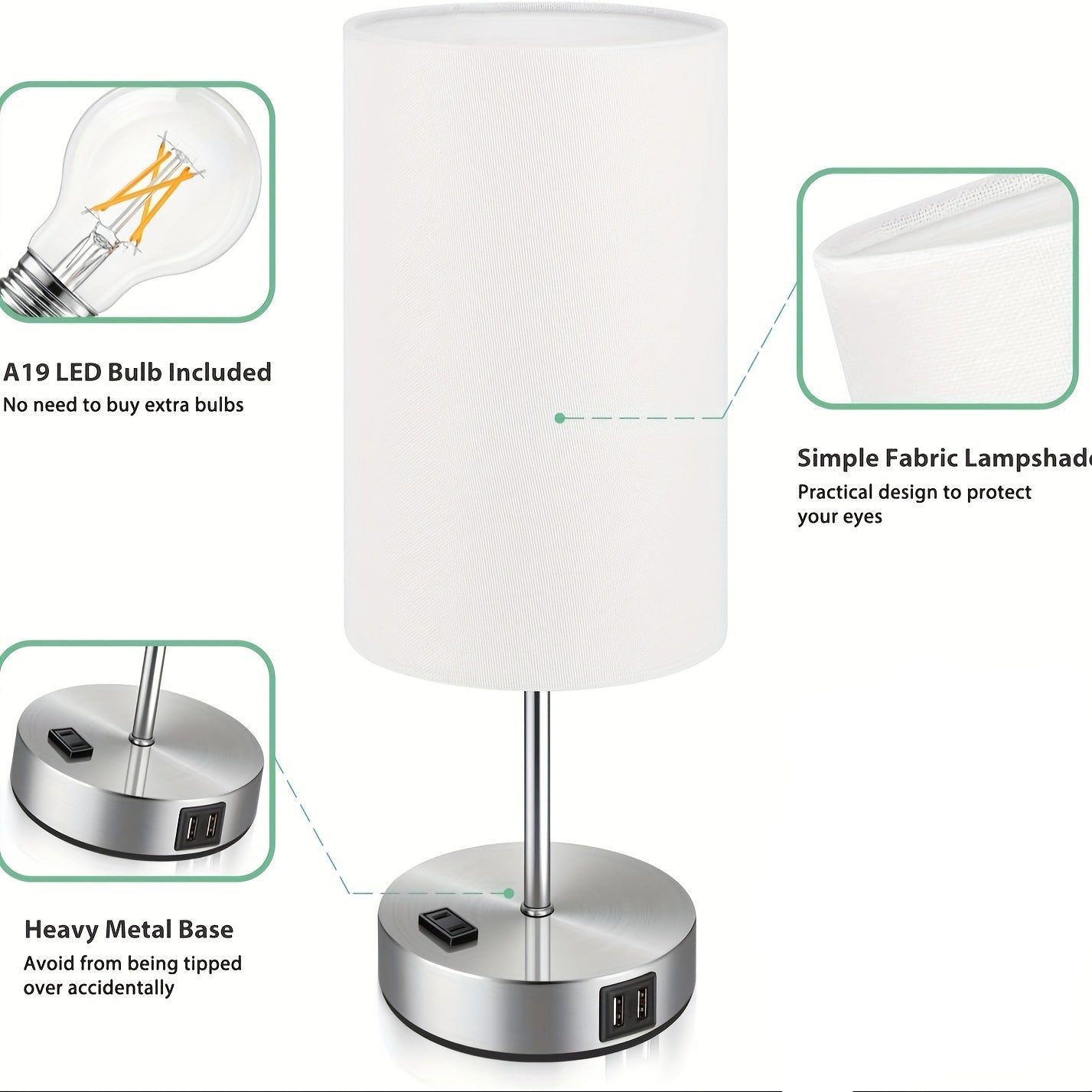 Nachttisch-Lade lampe – Touch-Control-LED-Nacht tisch lampe mit USB-Anschluss