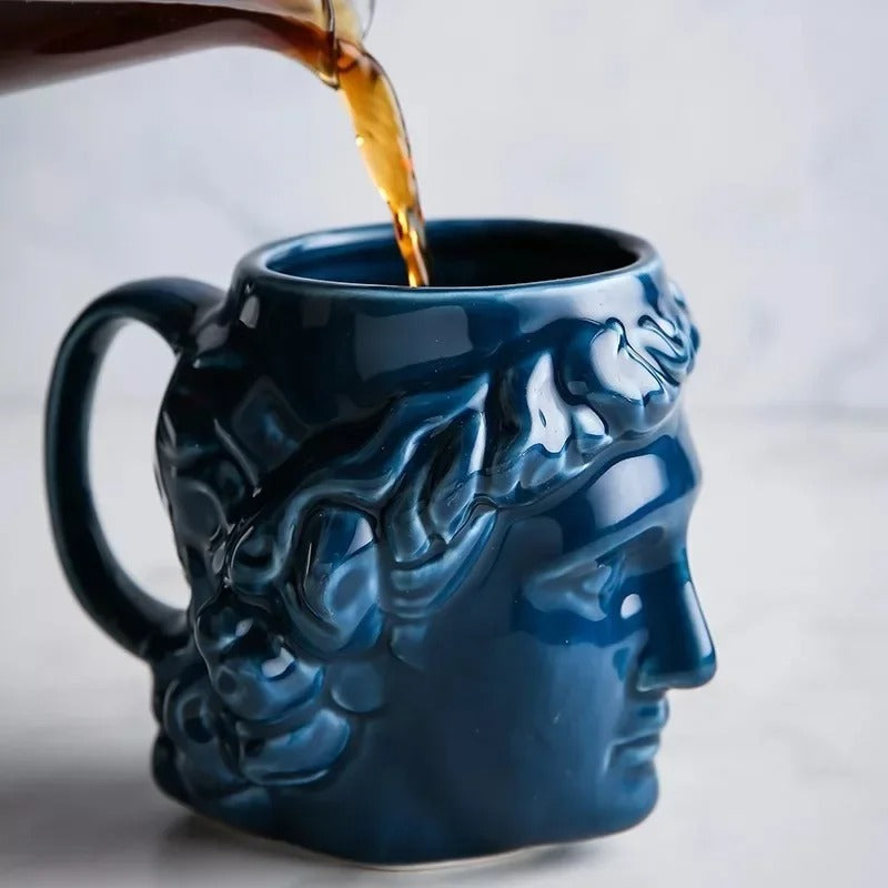 David Kopf Tasse – Keramik Becher mit Skulptur – 18oz Kapazität & Moderne Farben