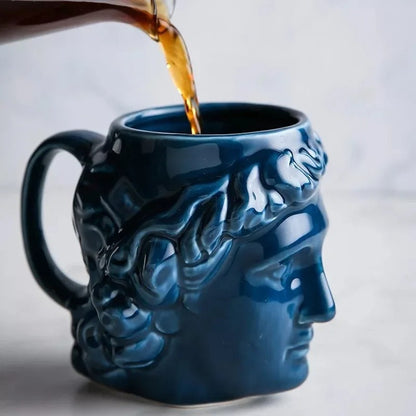 David Kopf Tasse – Keramik Becher mit Skulptur – 18oz Kapazität & Moderne Farben