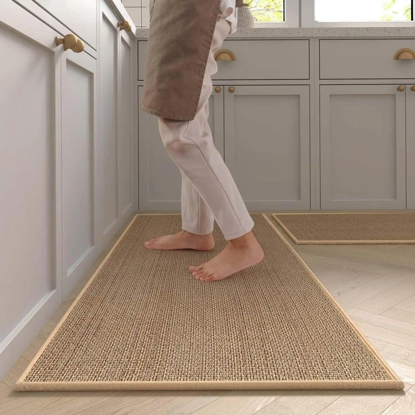 Faux gewobenes waschbares rutschfestes Küchenläufer │ Faux Sisal Läufer Fußmatte