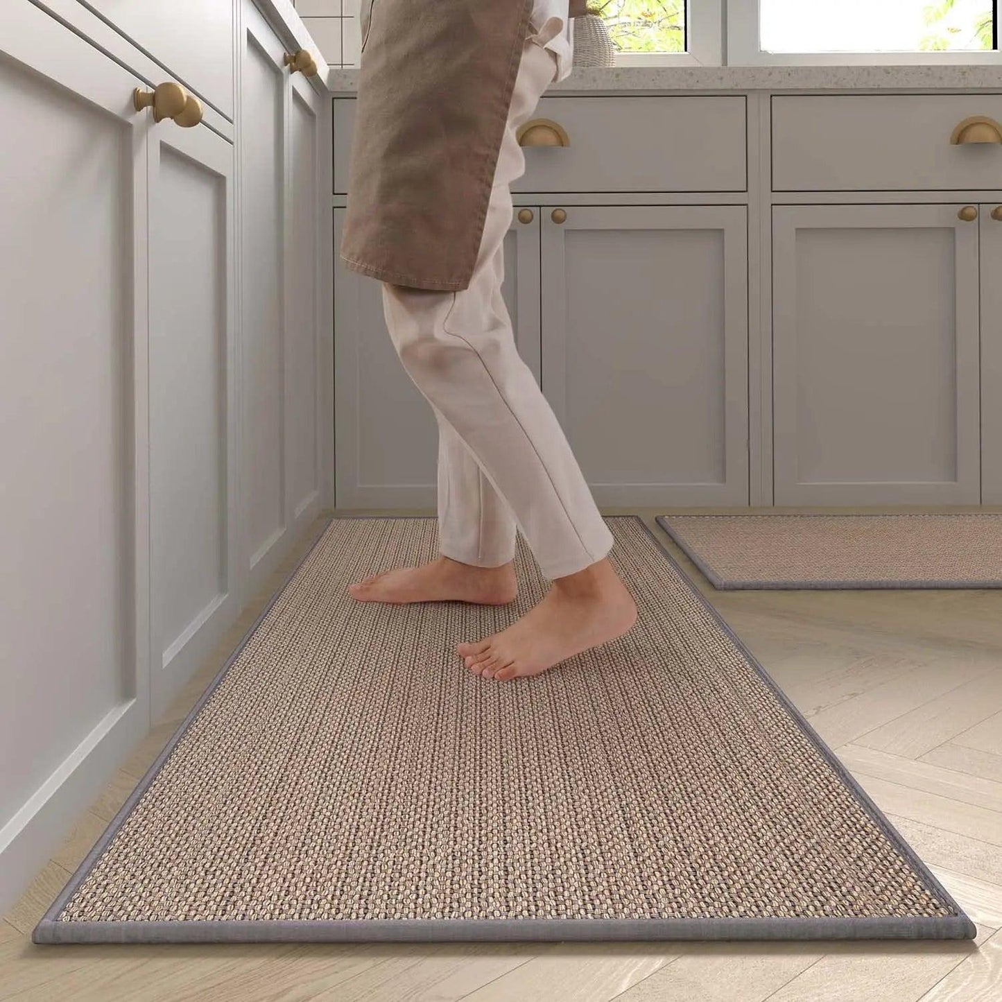 Faux gewobenes waschbares rutschfestes Küchenläufer │ Faux Sisal Läufer Fußmatte