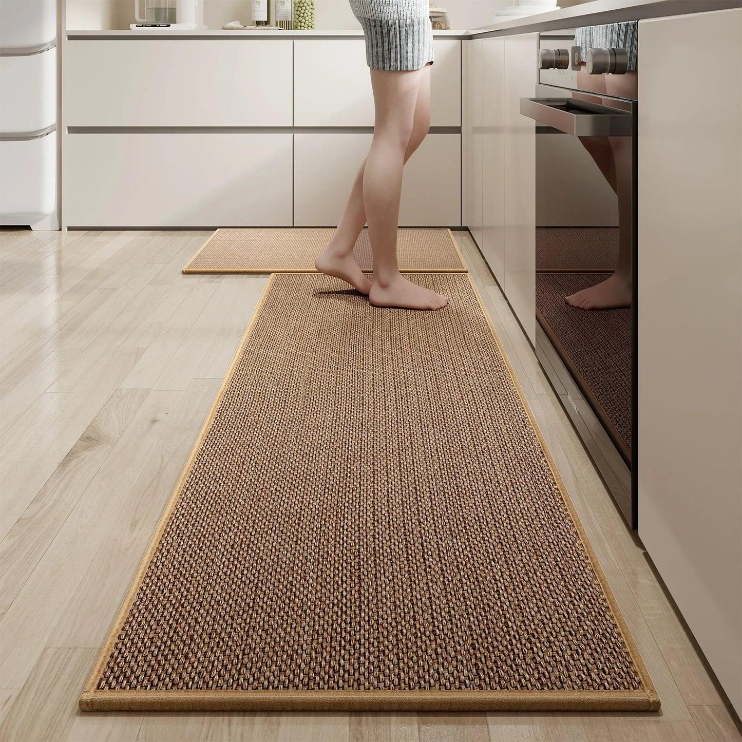Faux gewobenes waschbares rutschfestes Küchenläufer │ Faux Sisal Läufer Fußmatte