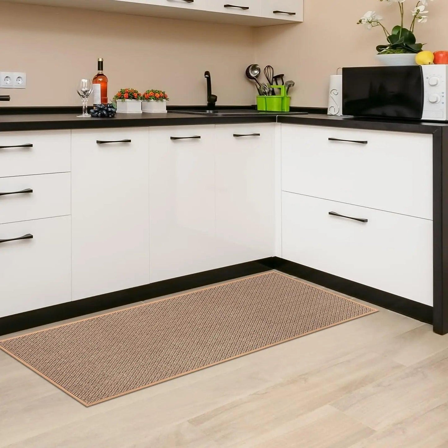 Faux gewobenes waschbares rutschfestes Küchenläufer │ Faux Sisal Läufer Fußmatte