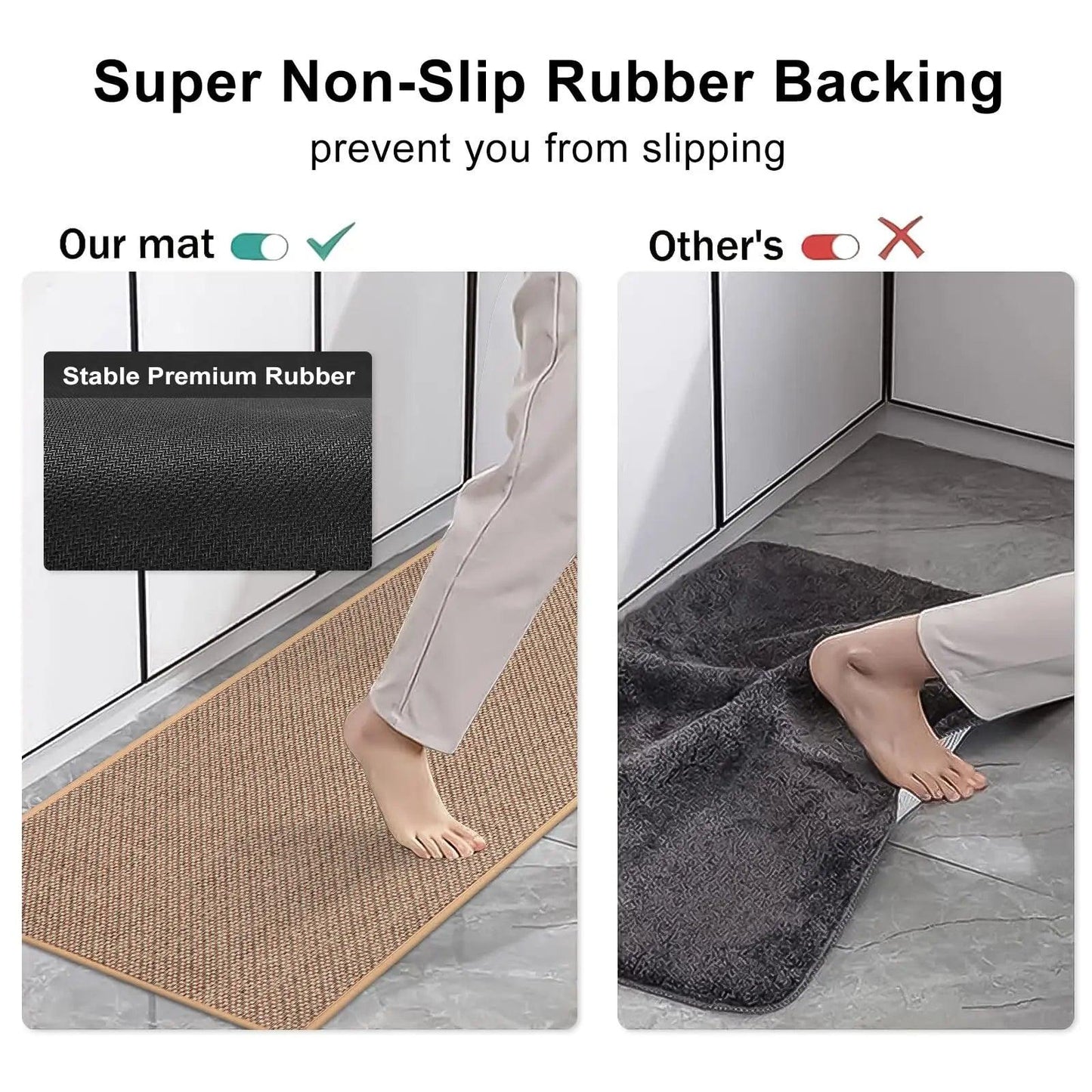 Faux gewobenes waschbares rutschfestes Küchenläufer │ Faux Sisal Läufer Fußmatte