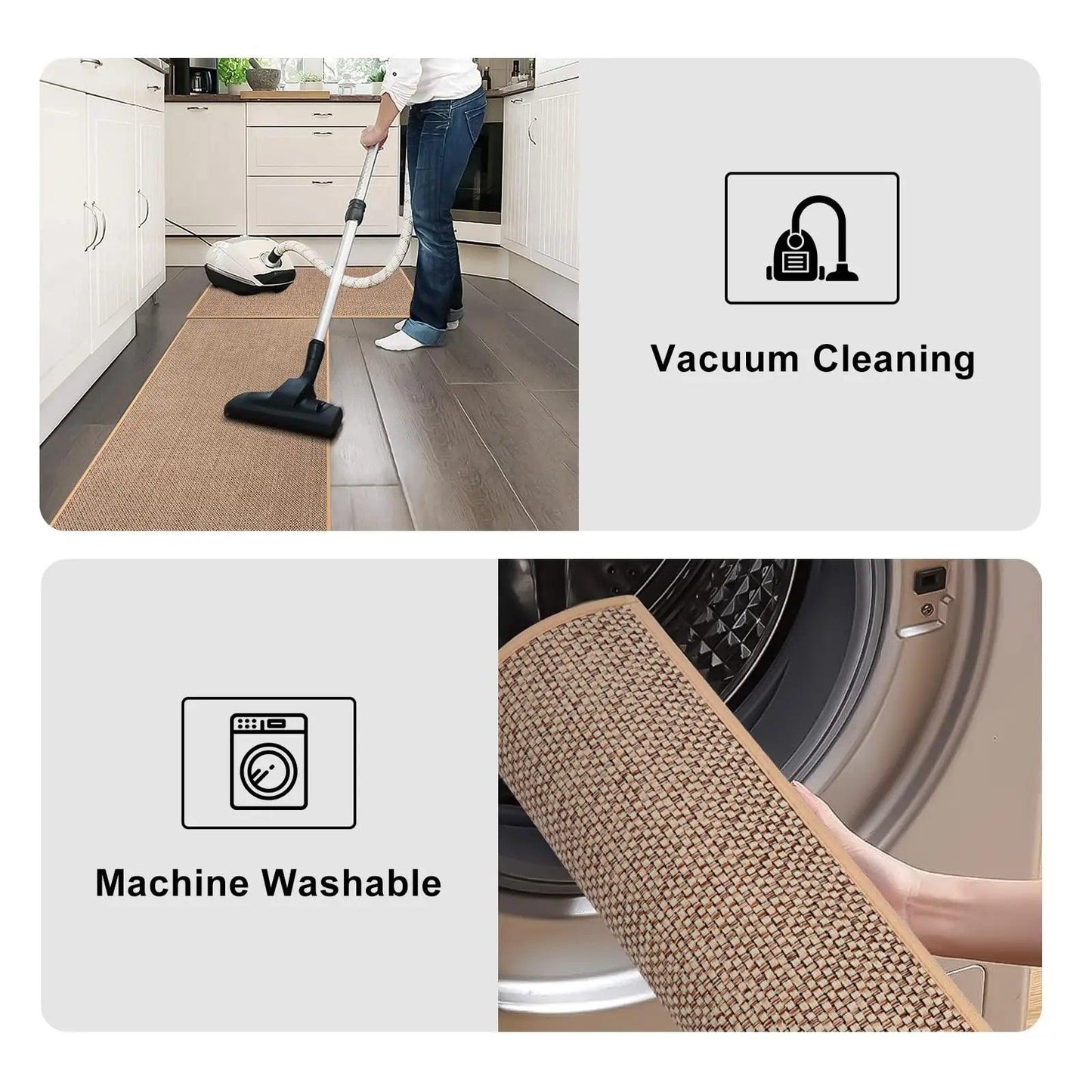 Faux gewobenes waschbares rutschfestes Küchenläufer │ Faux Sisal Läufer Fußmatte
