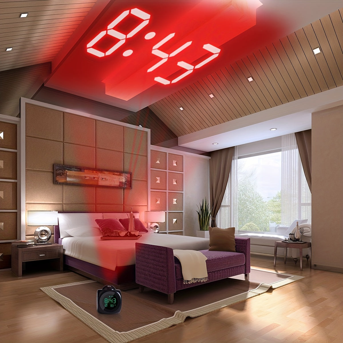 Garduru - Digitale Projektionsuhr mit LCD-Display und Slaaptimer