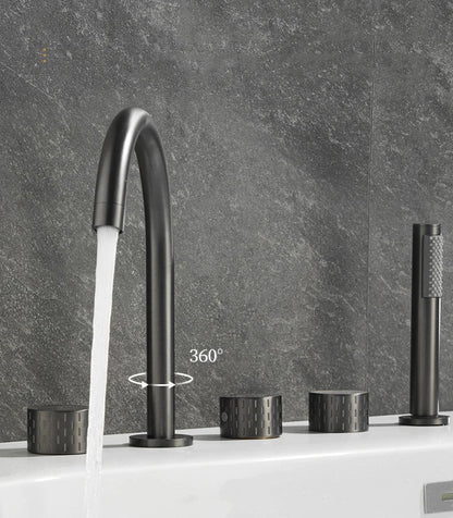Luxus Messing Deckmontierter 5-Loch Badewannenwaschtischmischer Wasserhahn