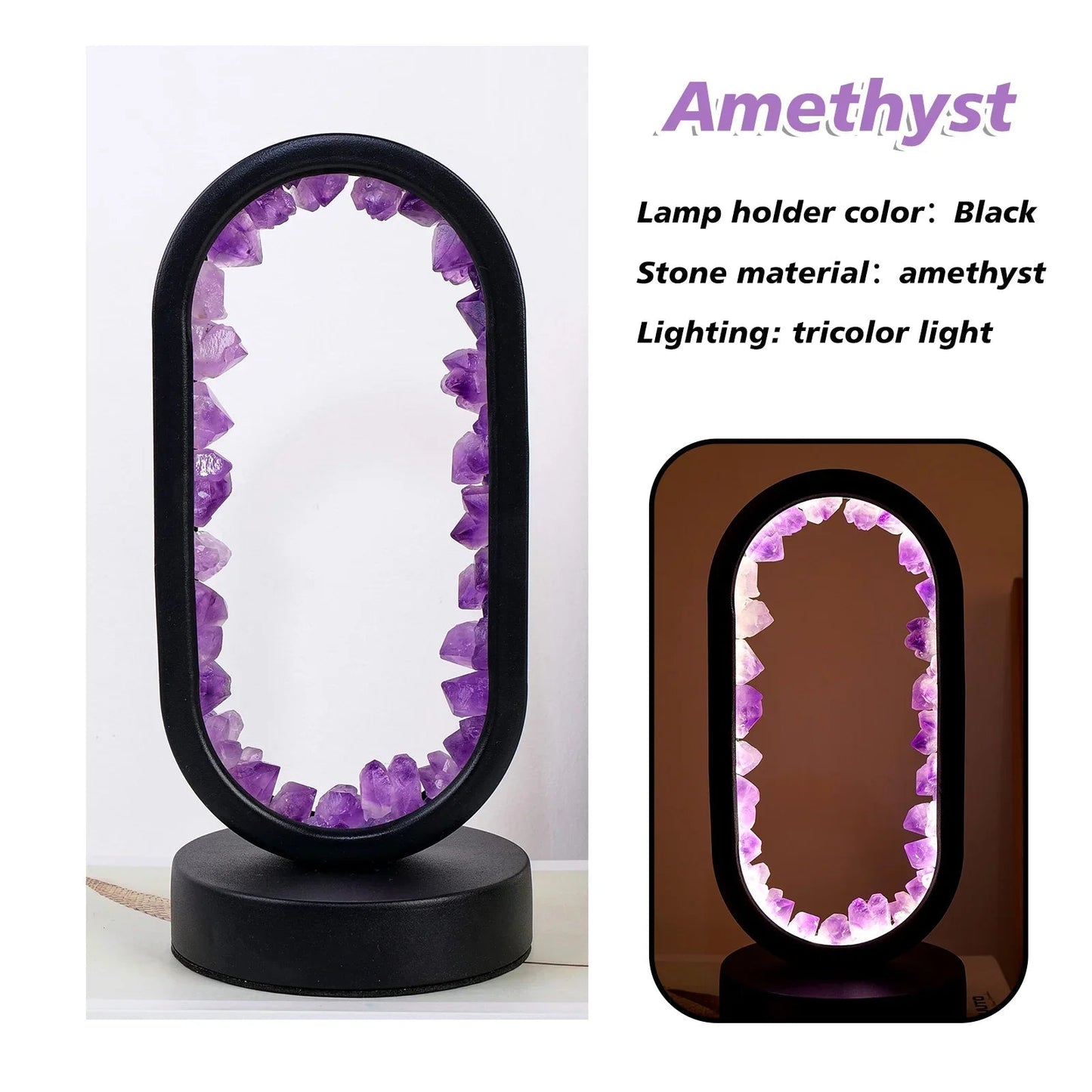 Garduru - Natürliche Amethyst-Lampe mit entspannender Lichtquelle für ruhige Atmosphäre