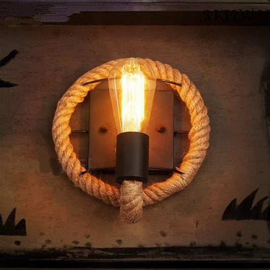 Garduru - Vintage Wandlampe aus Seil und Metall für rustikales Flair