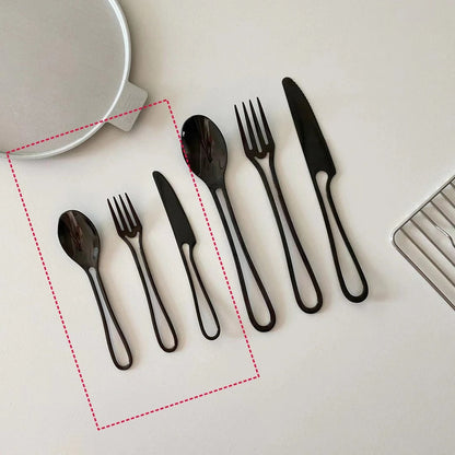 Outline Edelstahl Besteck Set – Modernes Design mit Hohlgriffen – 3-teilig für Dinner & Dessert