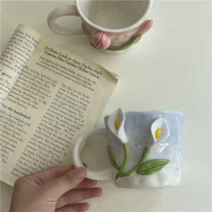 Garduru 3D Floral Handgemalte Tasse