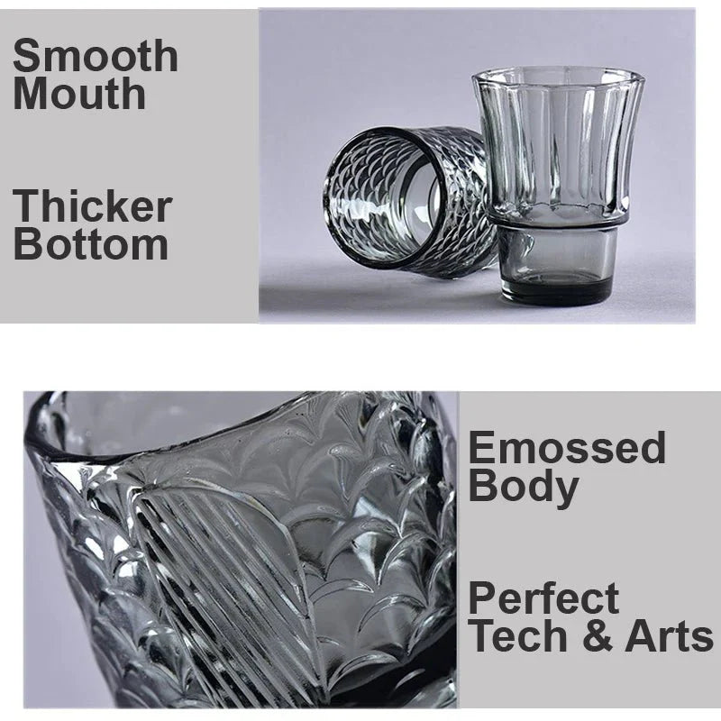 Vierteilige geprägte Koi stapelbare Gläser Set