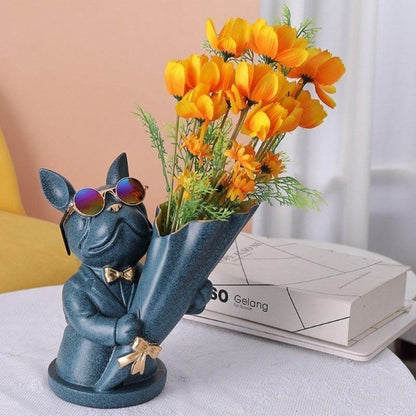 Garduru French Bulldog Blumenvase | Stilvolle Tier-Deko für Zuhause | Handgefertigt | Farbvielfalt